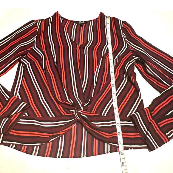 Express Red Stripe Twist Career Top Blouse Women's S Small - Picture 6 of 8